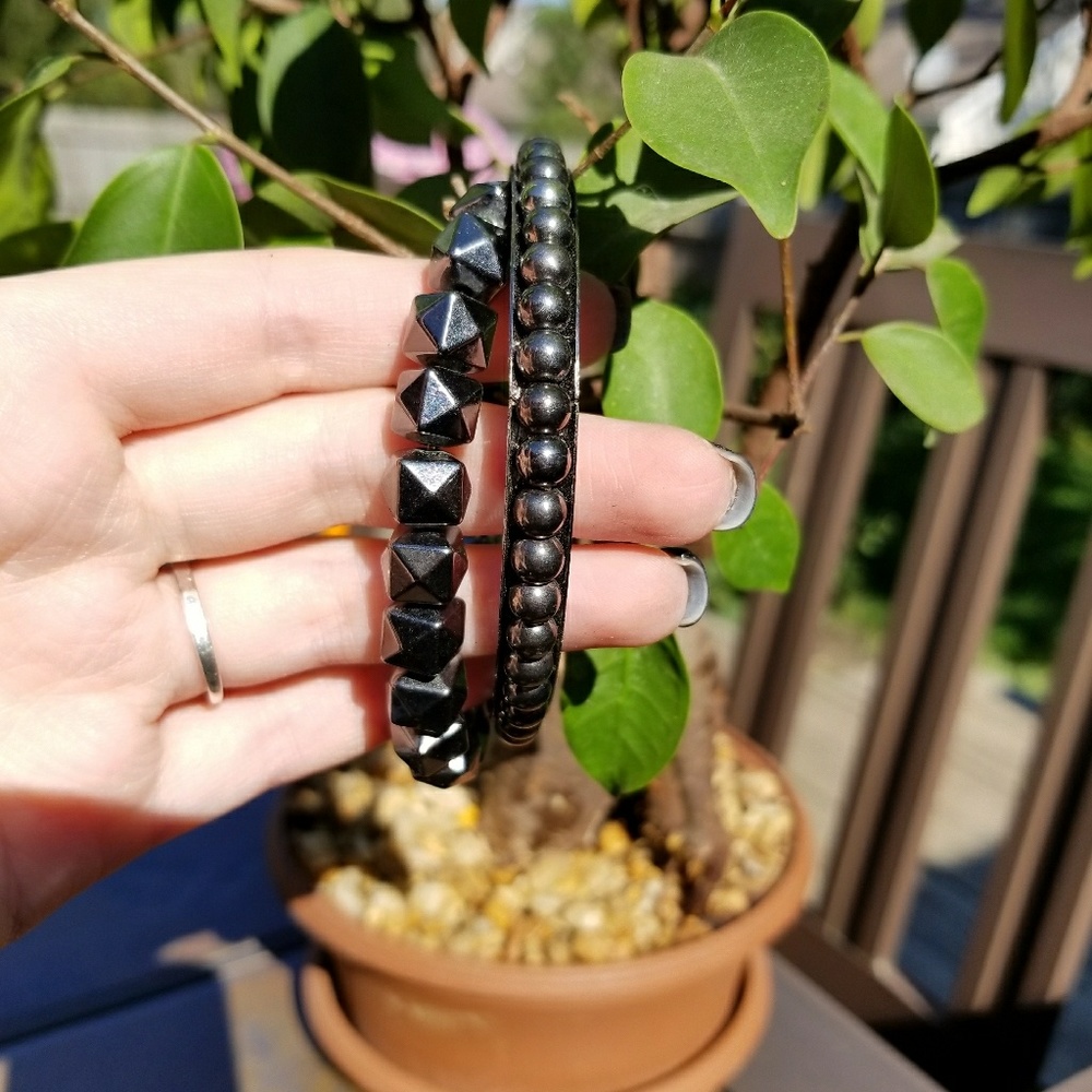 Two blackish/pewter bracelets